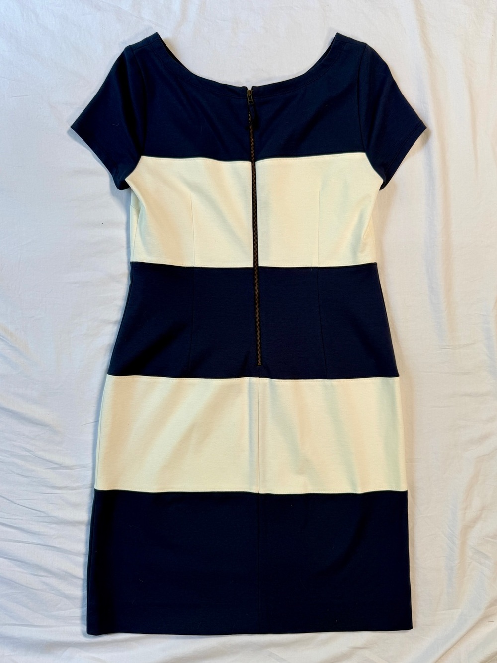 Vintage 2014 Banana Republic Navy and White Striped Sheath Dress - Picture 4 of 9